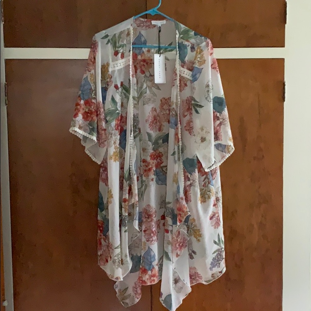 Emory Park Landy Crochet Trim Kimono, Size L